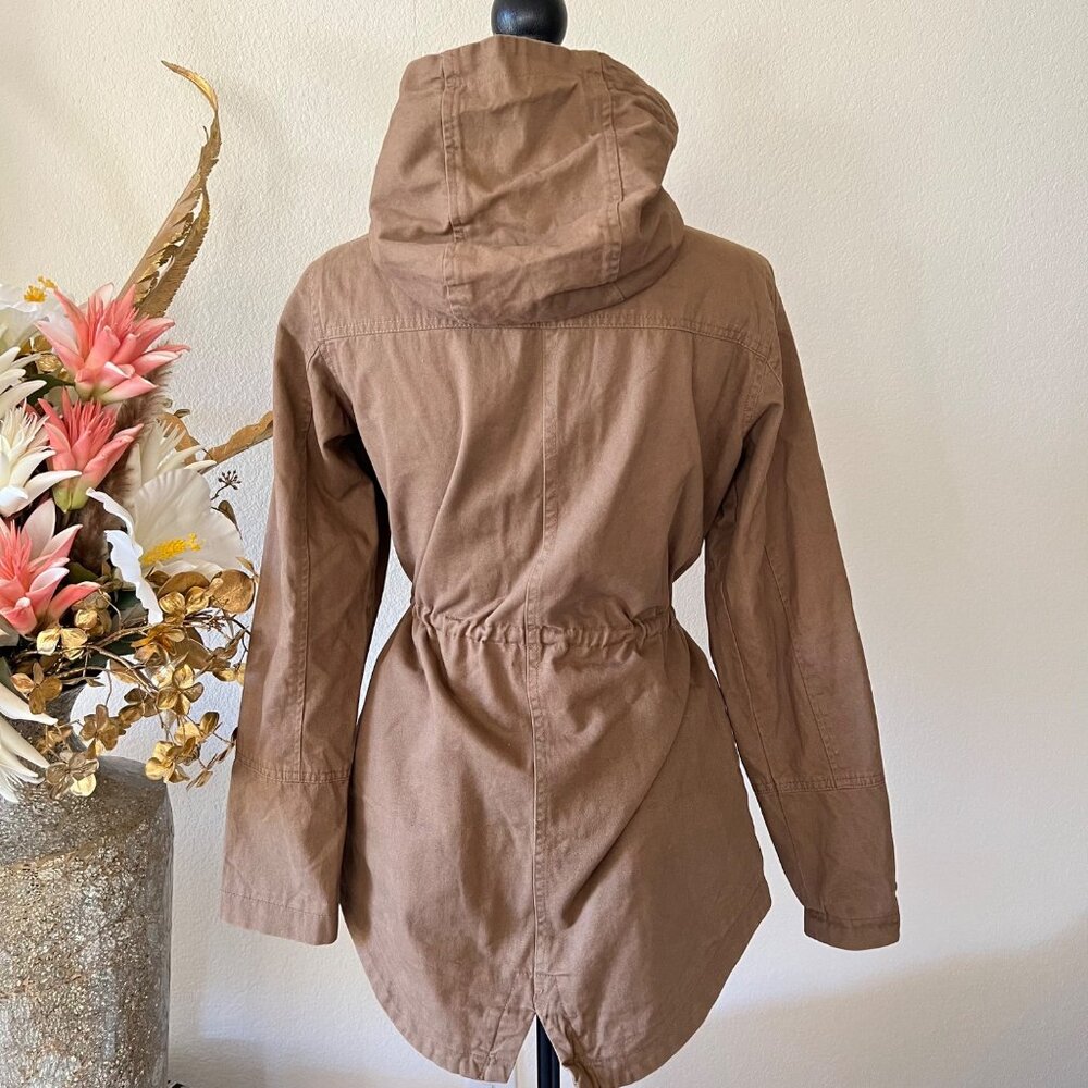 Vintage Faded Glory Hooded Utility Jacket with Drawstring Waist Aztec Lining S - Picture 4 of 11